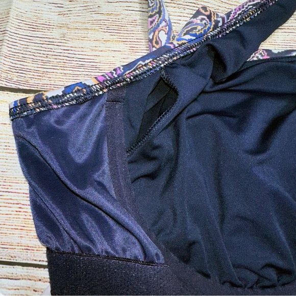 Lands' End Women's Navy Retro Paisley Print Square Neck Tankini Size 14D - Picture 11 of 13